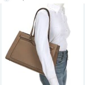 NEW SAM EDLEMAN LORAINE COGNAC LEATHER BOX SHOULDER BAG TOTE NWT!!